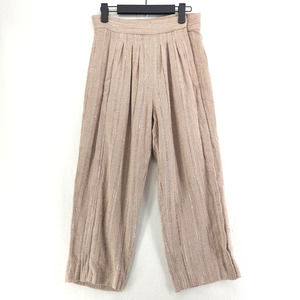 Vintage Handmade Woven Pants Beige Wide-Leg Cropped Boho Artisanal Loose Small
